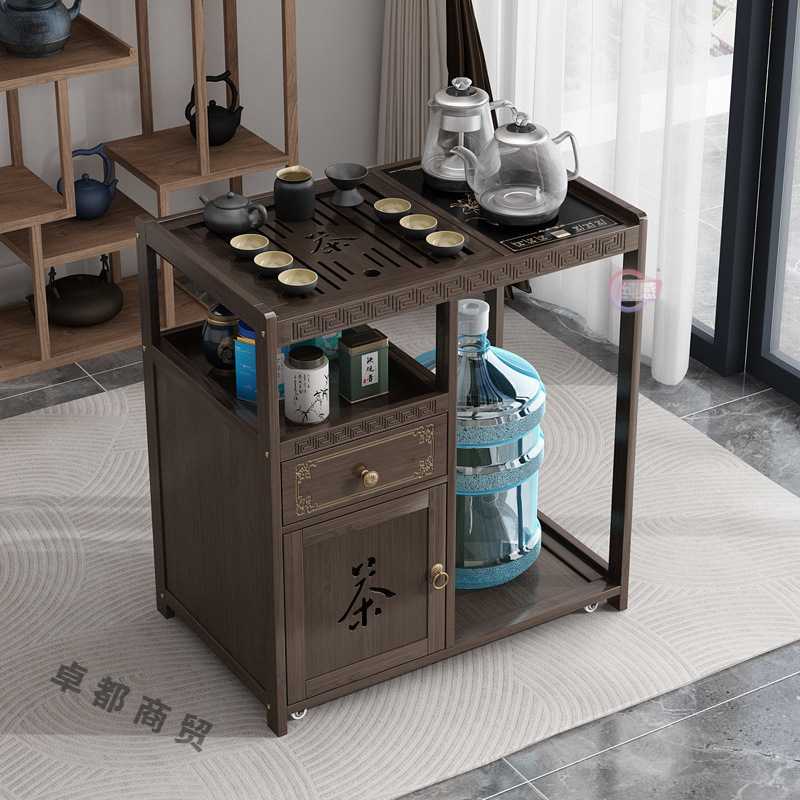 家用移动茶台小型茶桌中式茶水柜茶车带轮茶几功夫茶套装烧水一体