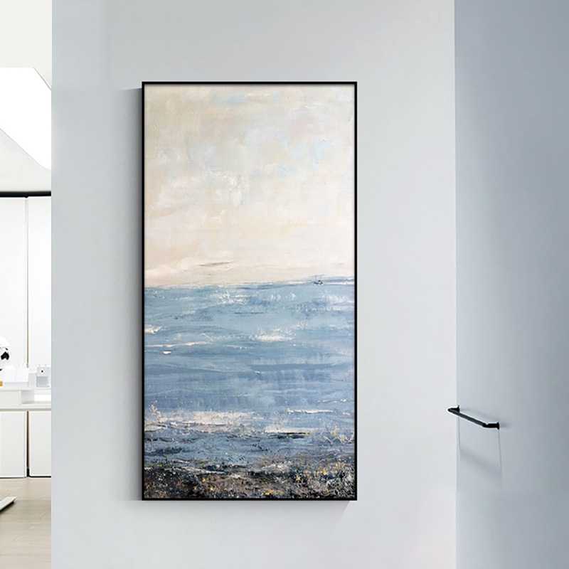 浓墨重彩北欧玄关装饰画现代简约走廊竖版画客厅过道挂画晶瓷壁画