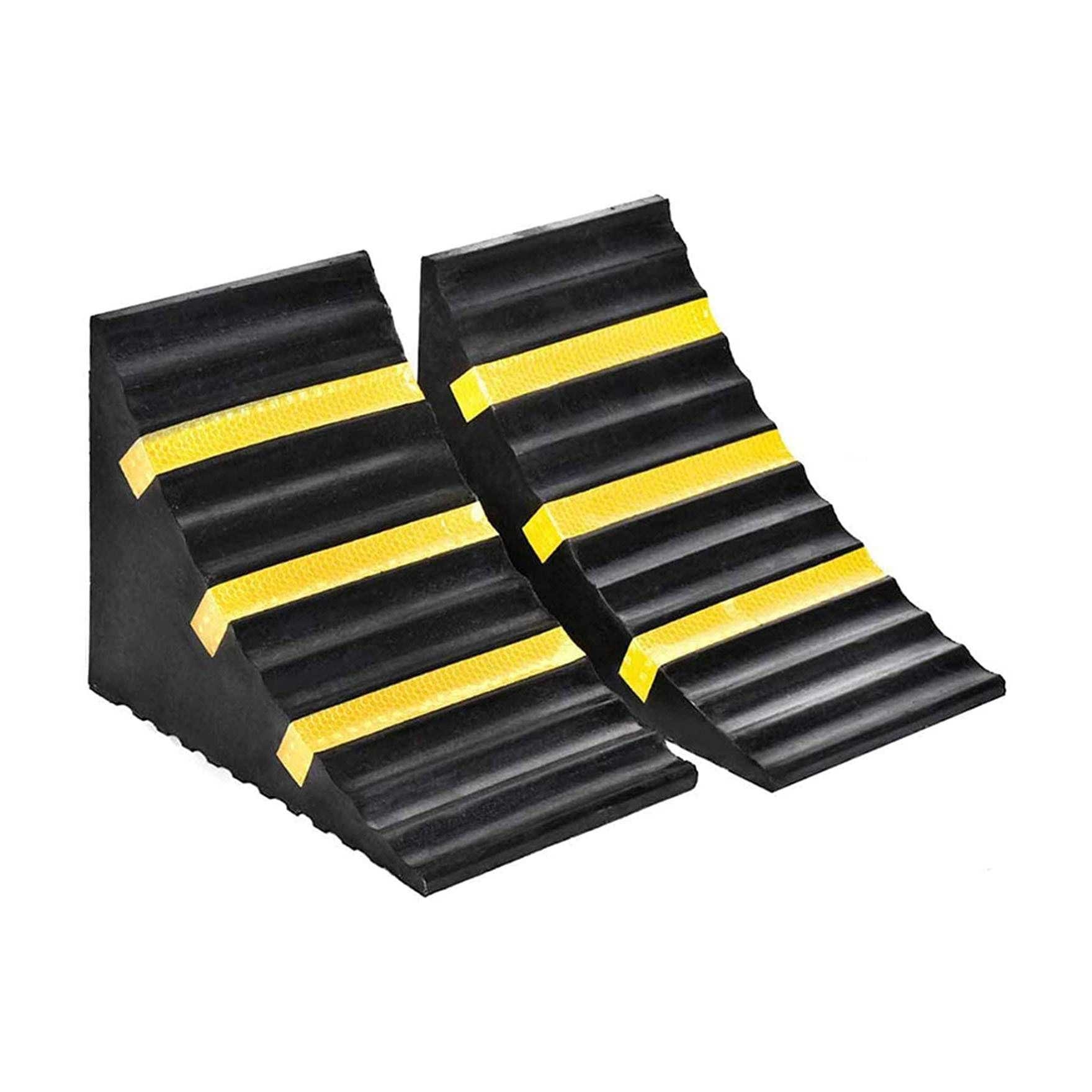 橡胶止轮块 汽车卡车停车楔 止滑器带反光贴三角橡胶块 止退器