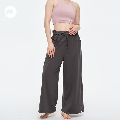 omshan·I'm a yogi·抽褶两穿大师裤阔腿翻腰裤可束脚宽松瑜伽裤