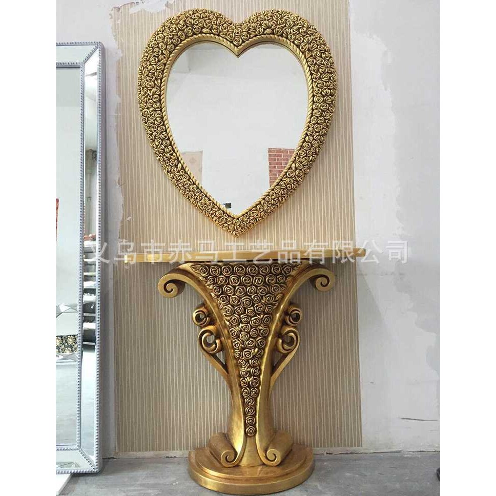 法式复古玄关桌入户装饰案台隔断柜梳妆台金银箔家具欧式仿古桌