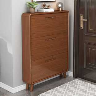 纯实木鞋柜超薄大容量家用门口小户型翻斗式简约现代门厅柜省空间