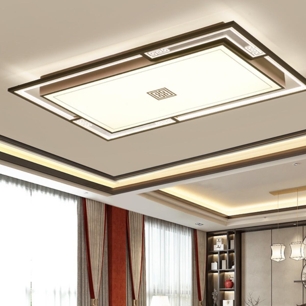 客厅灯新中式大气led长方形现代吸顶灯禅意书房圆形简约卧室灯饰