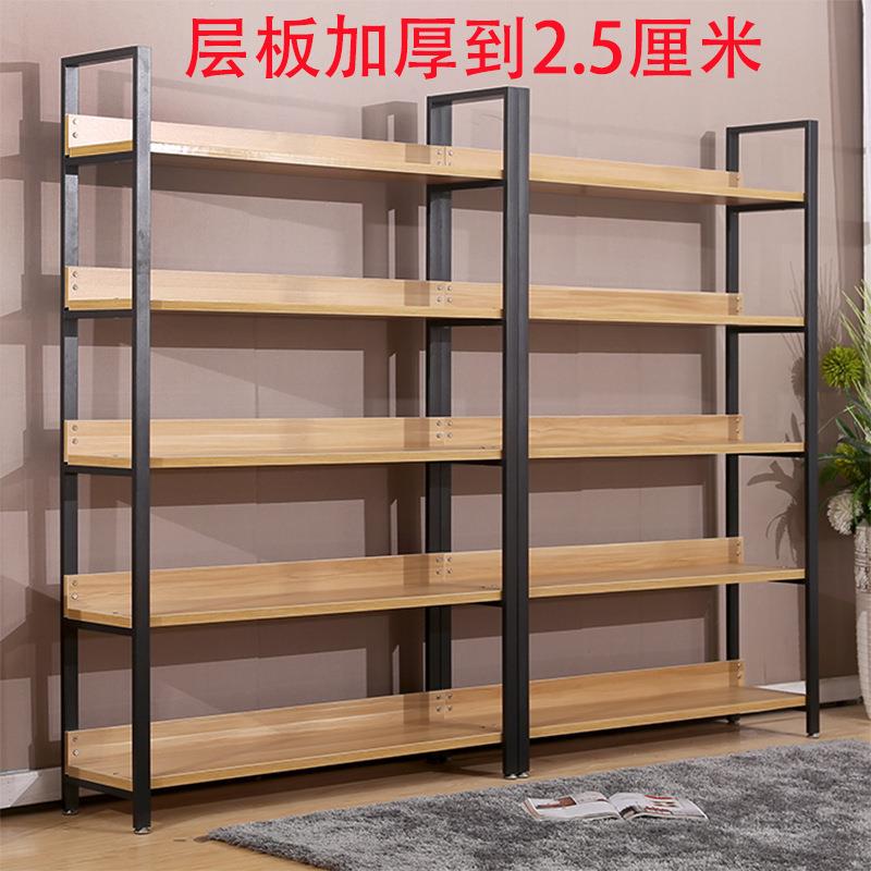 加厚多层书架家用落地置物架超市钢木货架样品间化妆品陈列展示架