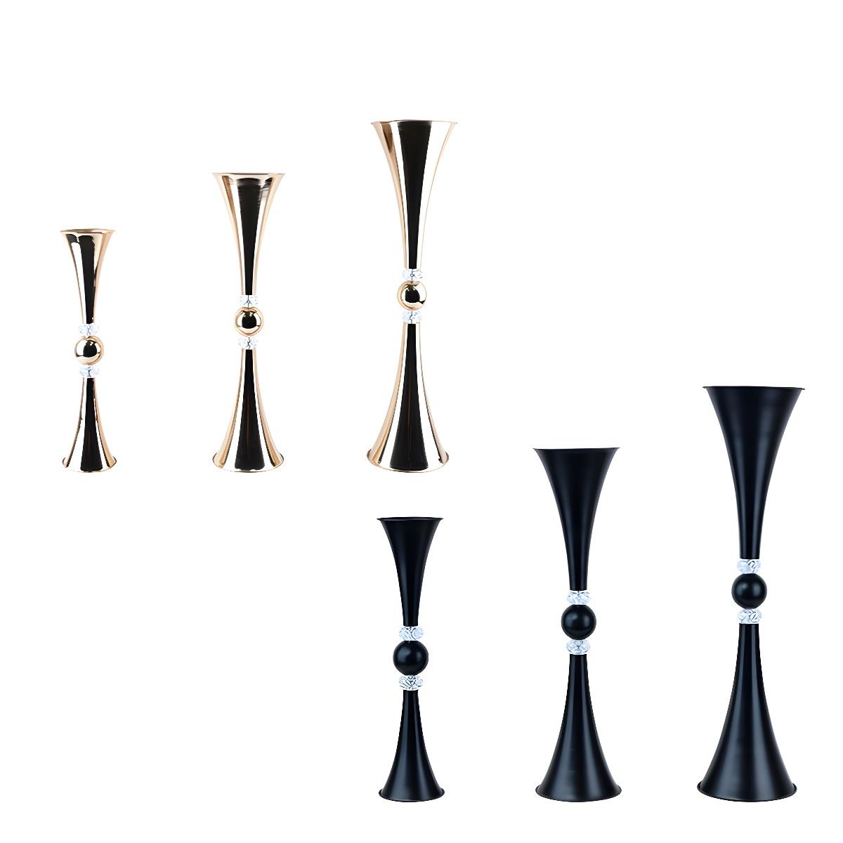 婚礼用品铁艺金色花架路引花器婚庆布置喇叭花瓶餐桌装饰花盆摆件