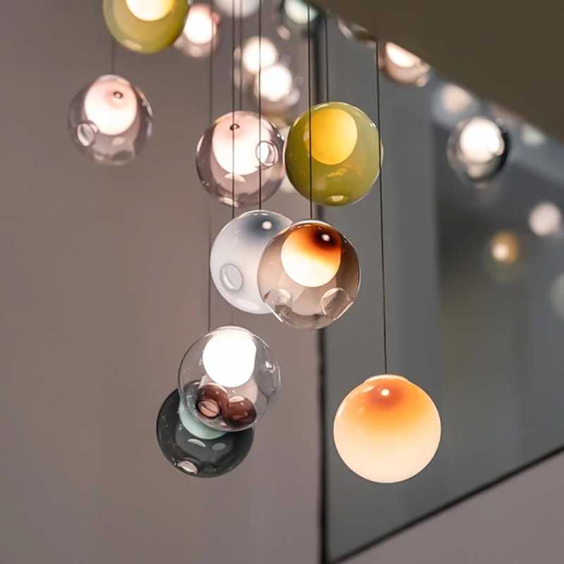 Bocci 28旋转复式楼梯简长吊灯玻璃客厅餐厅别墅挑空Loft设计师灯