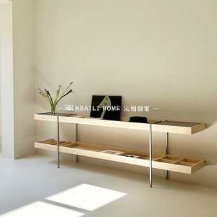 简约工业风实木餐边置物架酒店浴室浴巾架餐厅酒柜架多功能吧台