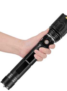 跨境P70强光超亮充电远射破窗攻击锤P90铝合金变焦户外P360手电筒