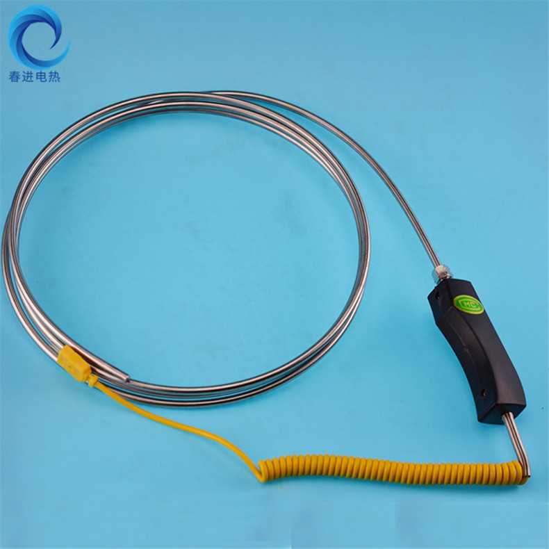 供应手持式铠装热电偶WRNK-187/104M大手柄热电偶 铝水高温炉专用