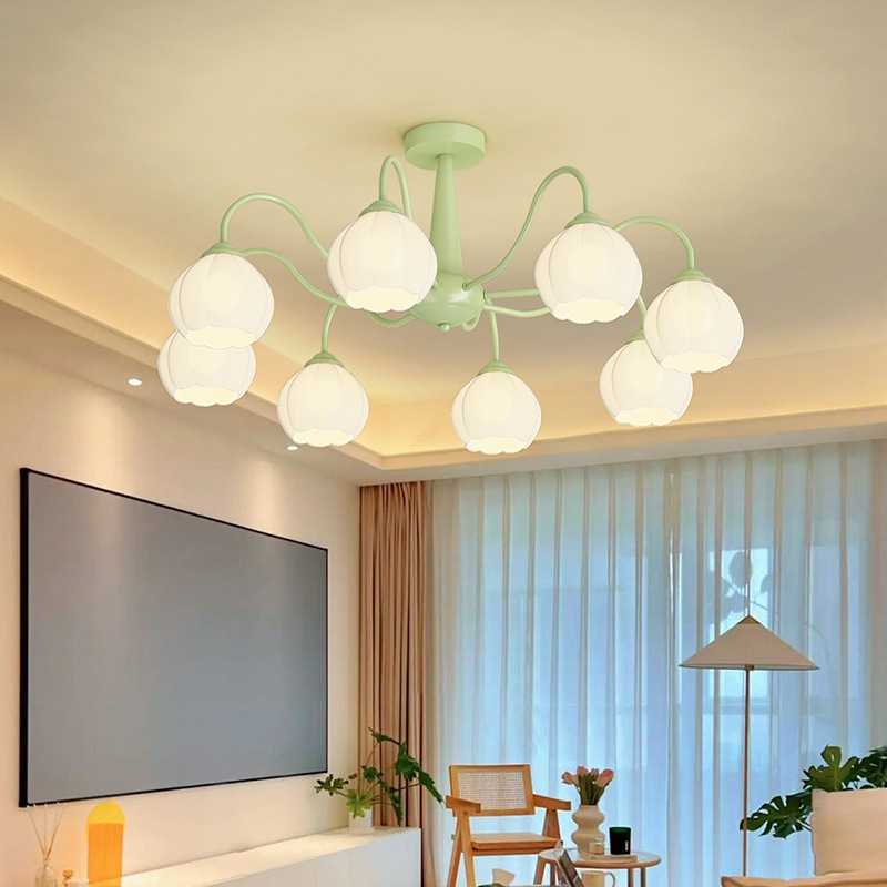 法式奶油田园风铃兰花吊灯创意组合温馨客厅书房卧室儿童房简约