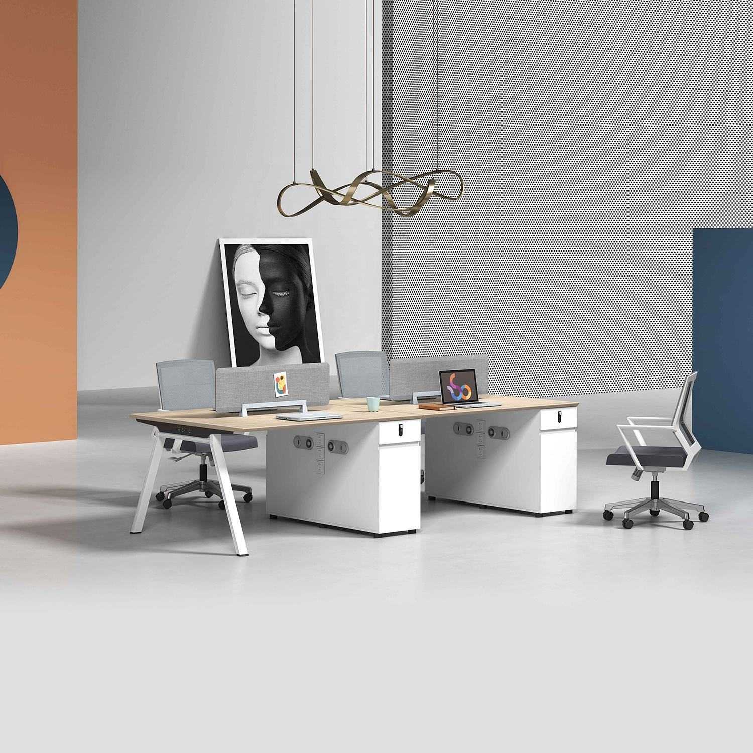 办公桌椅组合屏风职员办公桌椅带密码锁抽屉办公桌简约办公室桌椅