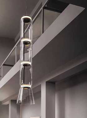 意大利Noctambule复式楼楼梯吊灯法式餐厅吧台灯别墅玻璃竹节吊灯