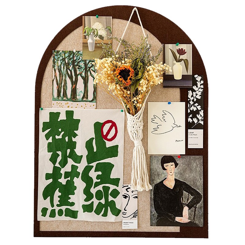 免打孔干a花卡片挂毯毛毡板墙贴卧室背景墙面装饰照片墙留言软木