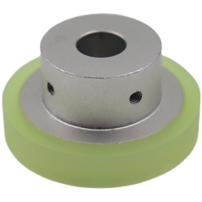 聚氨酯滚轮螺丝固定型包胶主动轮铝芯喷砂氧化耐磨凸台通Y孔PU滚