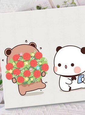 520礼物一二布布数字油画tdiy简单可爱手工我爱你自己填色画油彩