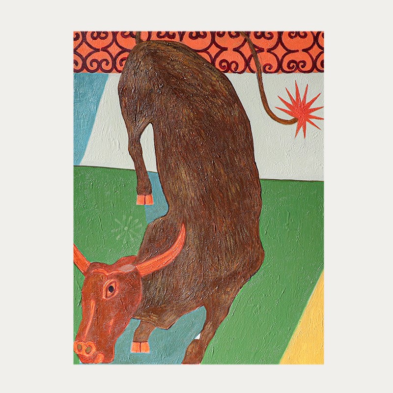 YASAN 现代纯手绘动物油画客厅背景墙大幅竖版装饰画桌面创意摆画图片
