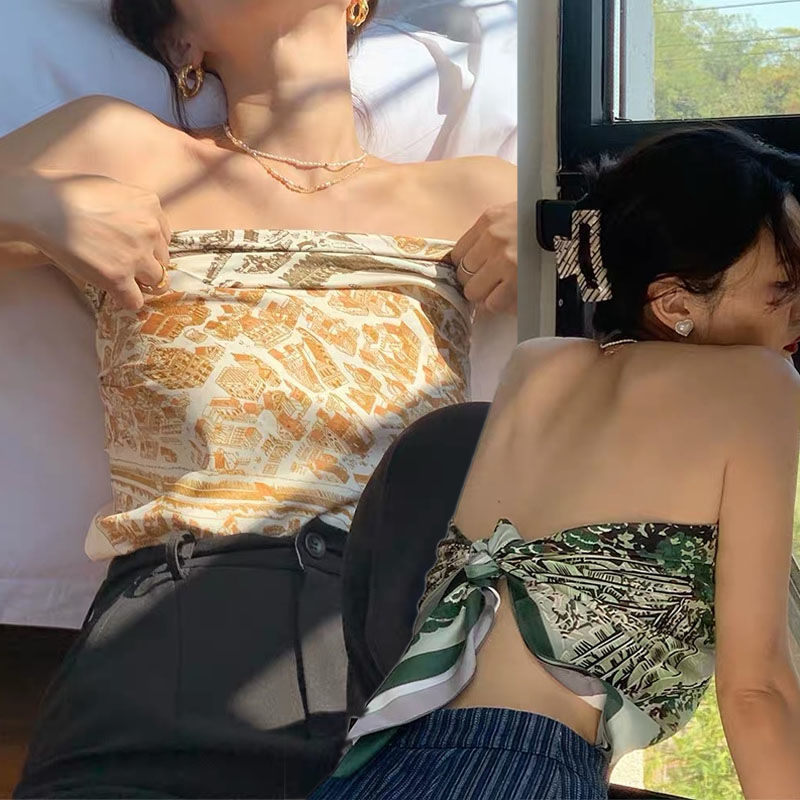 【辣妹90cm大方巾】法式复古抹胸外穿丝巾女新款网红海边防晒披肩图片