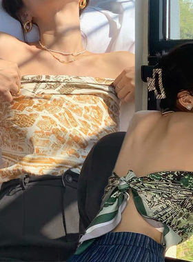 【辣妹90cm大方巾】法式复古抹胸外穿丝巾女新款网红海边防晒披肩