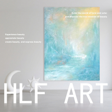 HLF.手绘大芬村油画《流水生财》肌理挂画轻奢抽象客厅玄关装饰画