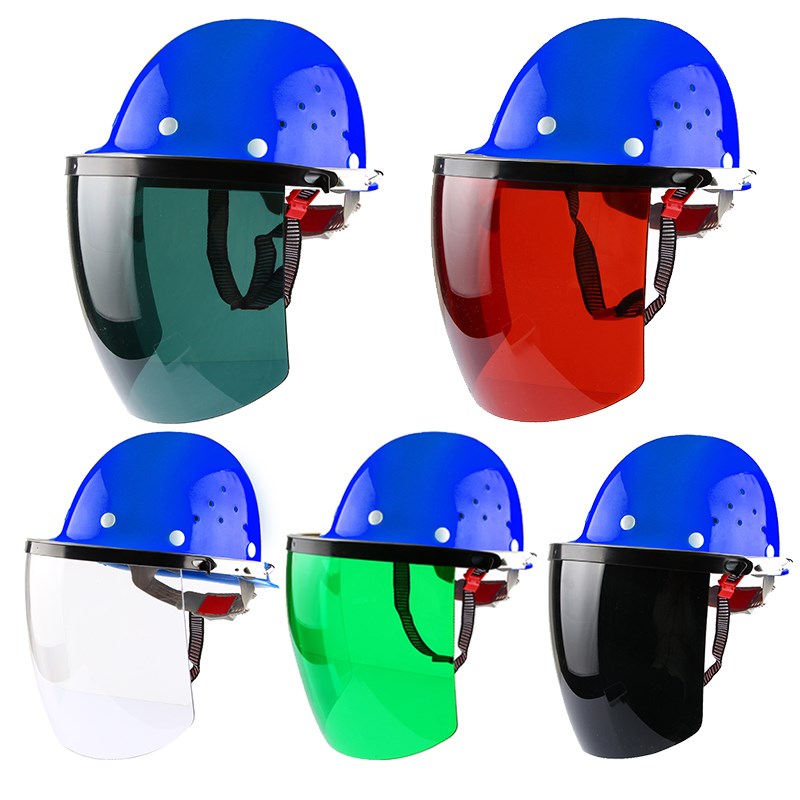 安全帽式焊接面罩焊工防护罩面罩防飞溅抛光透R明焊接头盔头戴式