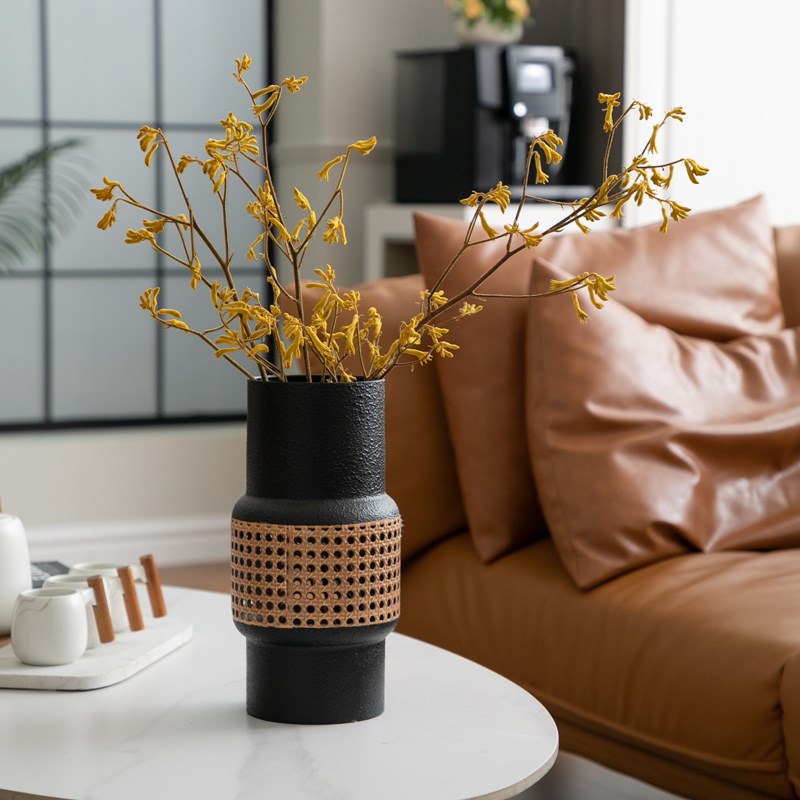 田园风铁艺花瓶粗犷肌理感创意花器家居台面装P饰摆件客厅花插组