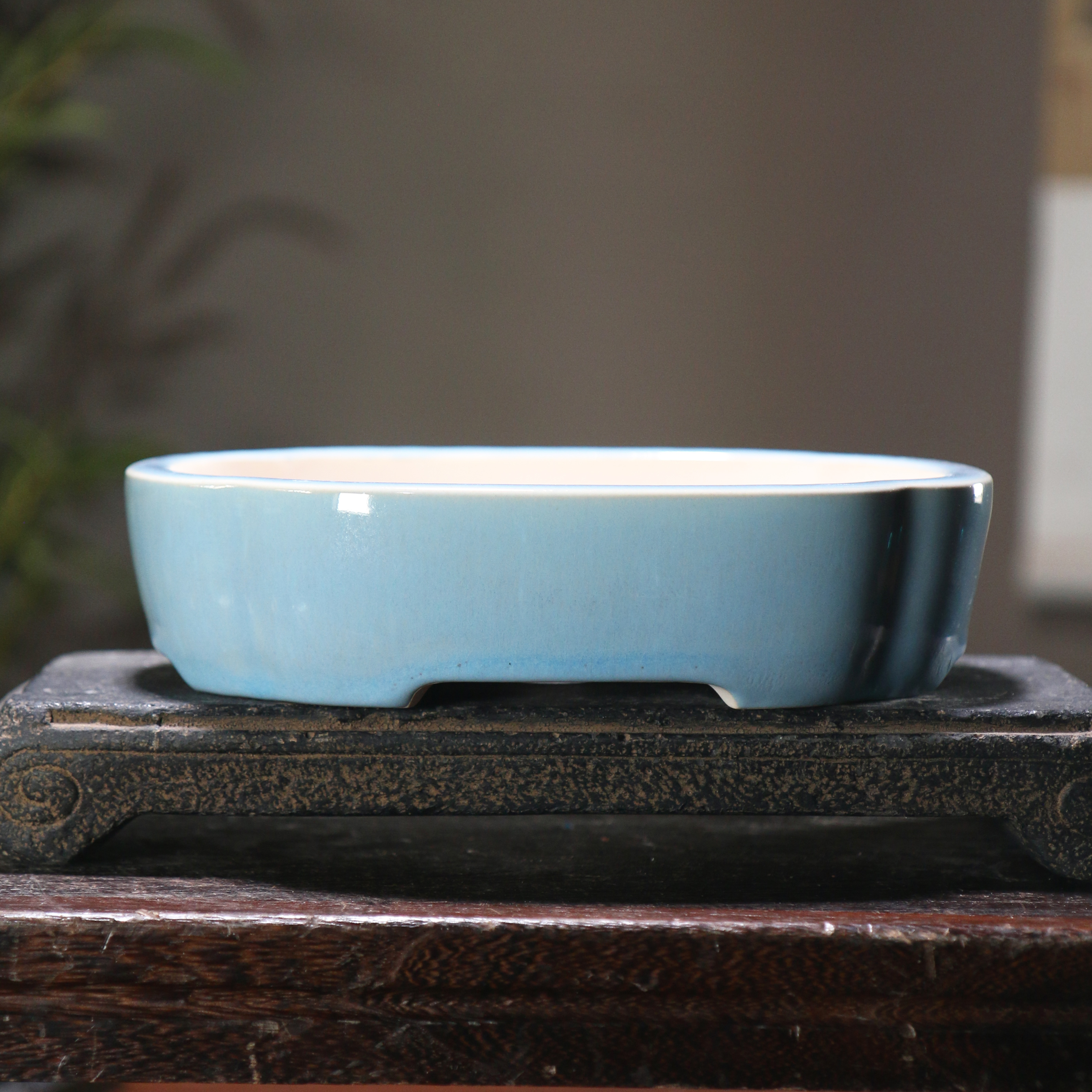 紫砂花盆陶瓷盆景盆长方形抽y角长方浅盆中国风小盆日式盆冰裂釉