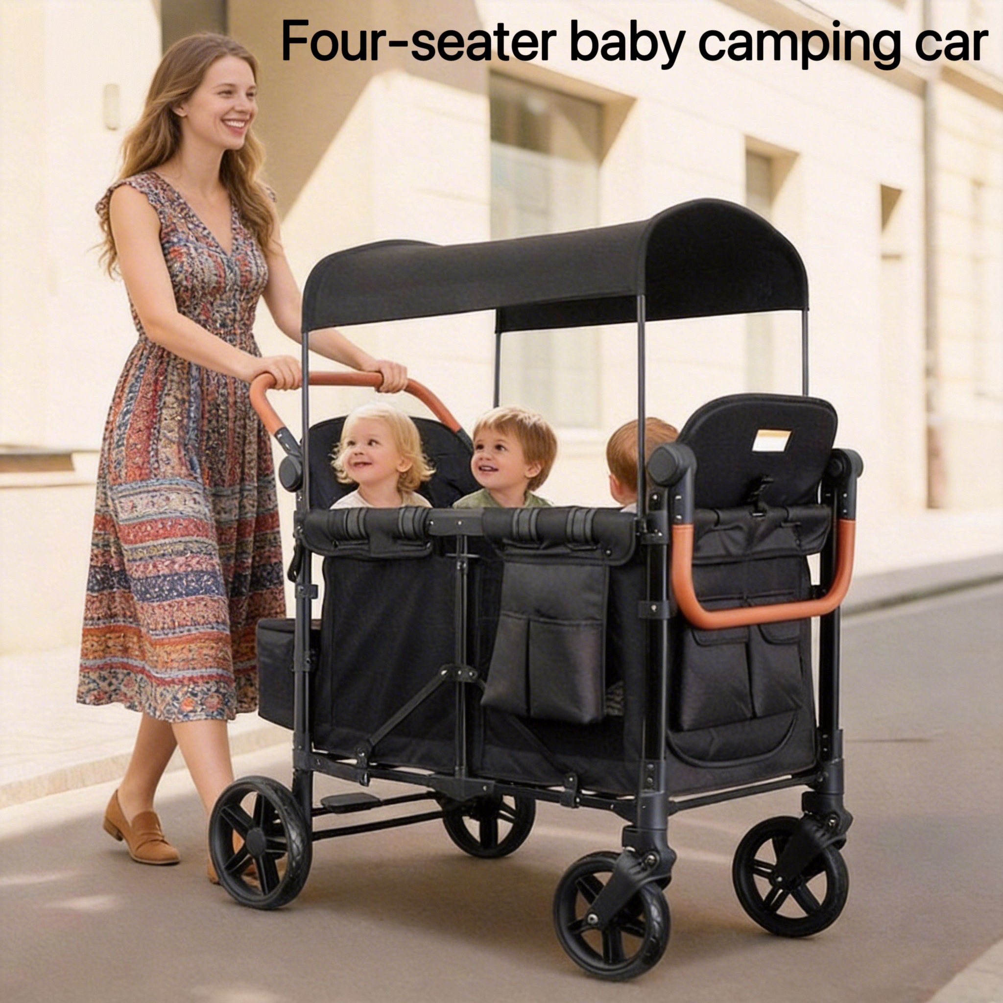 Twin Baby Stroller sit-to-lie Four-seater baby camping car