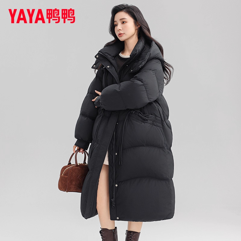 鸭鸭中长款羽绒服女小个子2025冬季新款加厚防寒羽绒服保暖外套