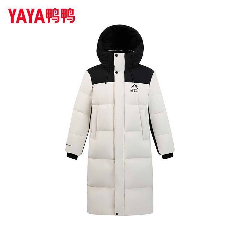 鸭鸭羽绒服中长款男2026冬季新款加厚保暖防寒拼色派克保暖外套