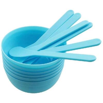 New 6PCS Blue DIY Glue Mixing Bowl Set With Spoons For