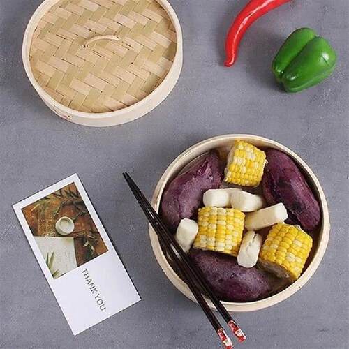 22cm Bamboo Steamer Basket With Lid Kitchen Cooking Tool
