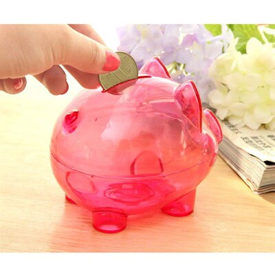 Clear Transparent Pig Plastic Piggy Money Bank Small Piggy B