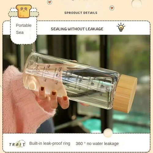KAWASIMAYA Large Capacity Glass Water Bottle (with Time Scal