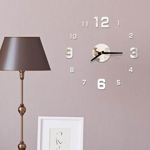 Mini Home Wall Clock 3D DIY Acrylic Mirror Stickers For Home