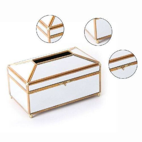 Luxury European Style Practical Mirror Glass Tissue Box