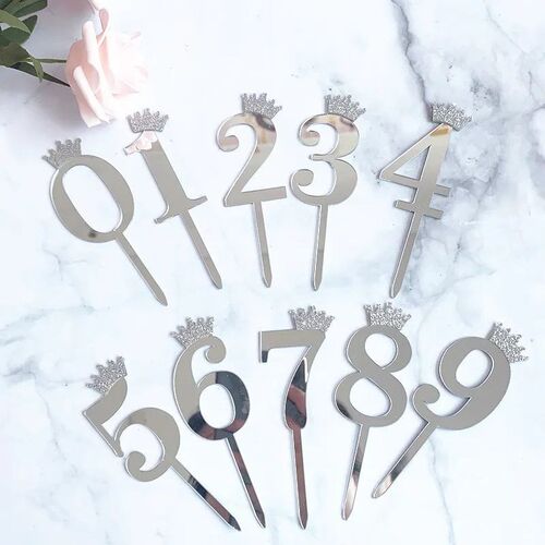 Acrylic Glitter Crown Numbers Happy Birthday Cake Topper Bir