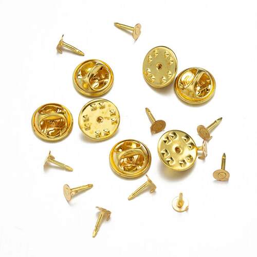 100pc Metal Locking Pin Back Brooch Badge Holder Lapel Base
