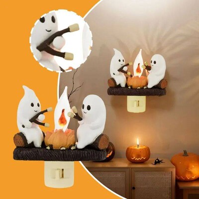 Halloween Ghost Campfire Fire Marshmallow Night Light Flicke