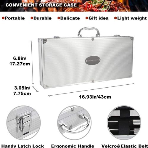BBQ Grill Tool Set Outdoor Cooking Camping Grilling Smoking