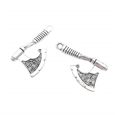 5pcs Charms Viking Axe 43x24mm Antique Bronze Silver Color P