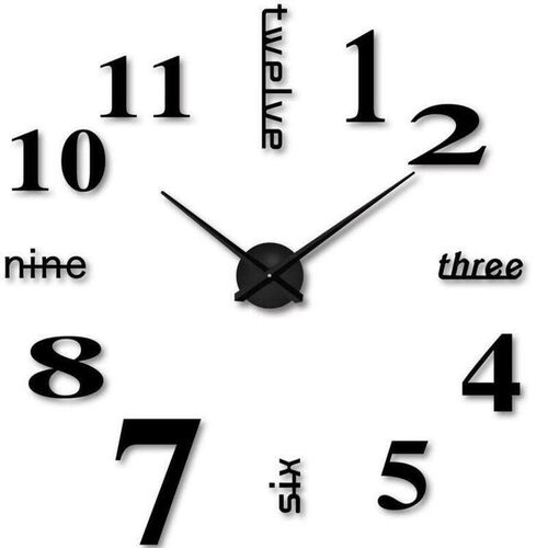 3D Mirror Number Wall Clock Stickers 40cm Modern Design DIY