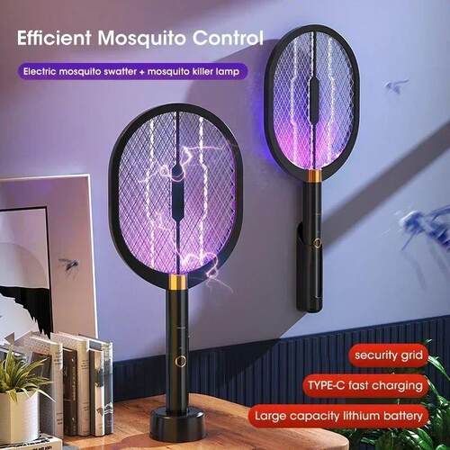 Electric Mosquito Swatter with UV Light, Rechargeable 3000V