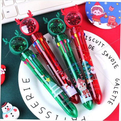 Christmas sequins 10 color Press Ballpoint pen 10 color pen