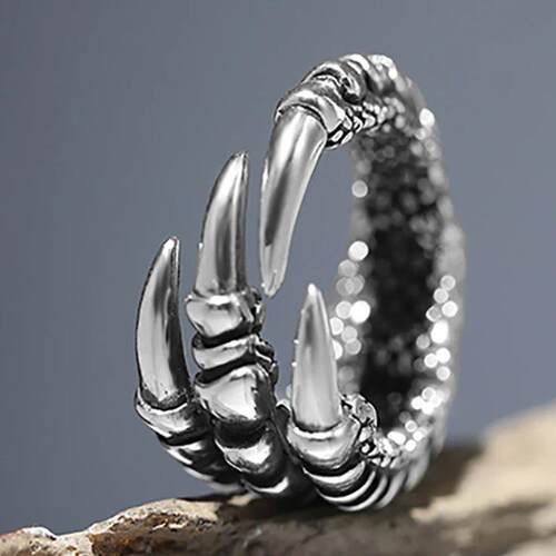 Stainless Steel Vintage Silver Dragon Claw Adjustable Openin