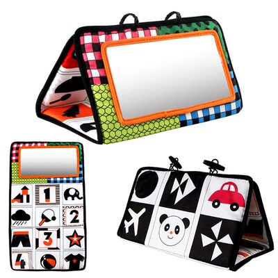Tummy Time Floor Mirror Visually Inspire Black and White Edu