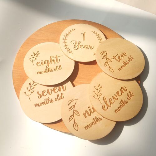 14 Pcs Newborn Milestone Blocks Wooden Commemorative Baby Bi