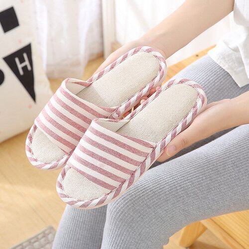 2025 Couples Linen Slippers Home Indoor AntiSlip Soft Bottom