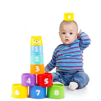 New.Rainbow Stacking Ring Tower Stacking Folding Cup Stapelr