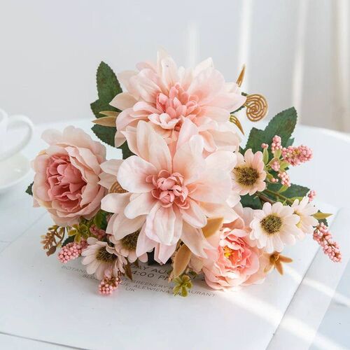 1Pc Hot sale Artificial Flower Silk Dahlia Rose daisy Christ