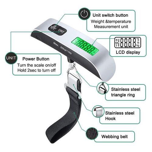 Portable LCD Digital Hanging Scale Luggage Suitcase Baggage